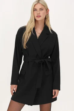 Robe Blazer Noire Avec Col à Revers