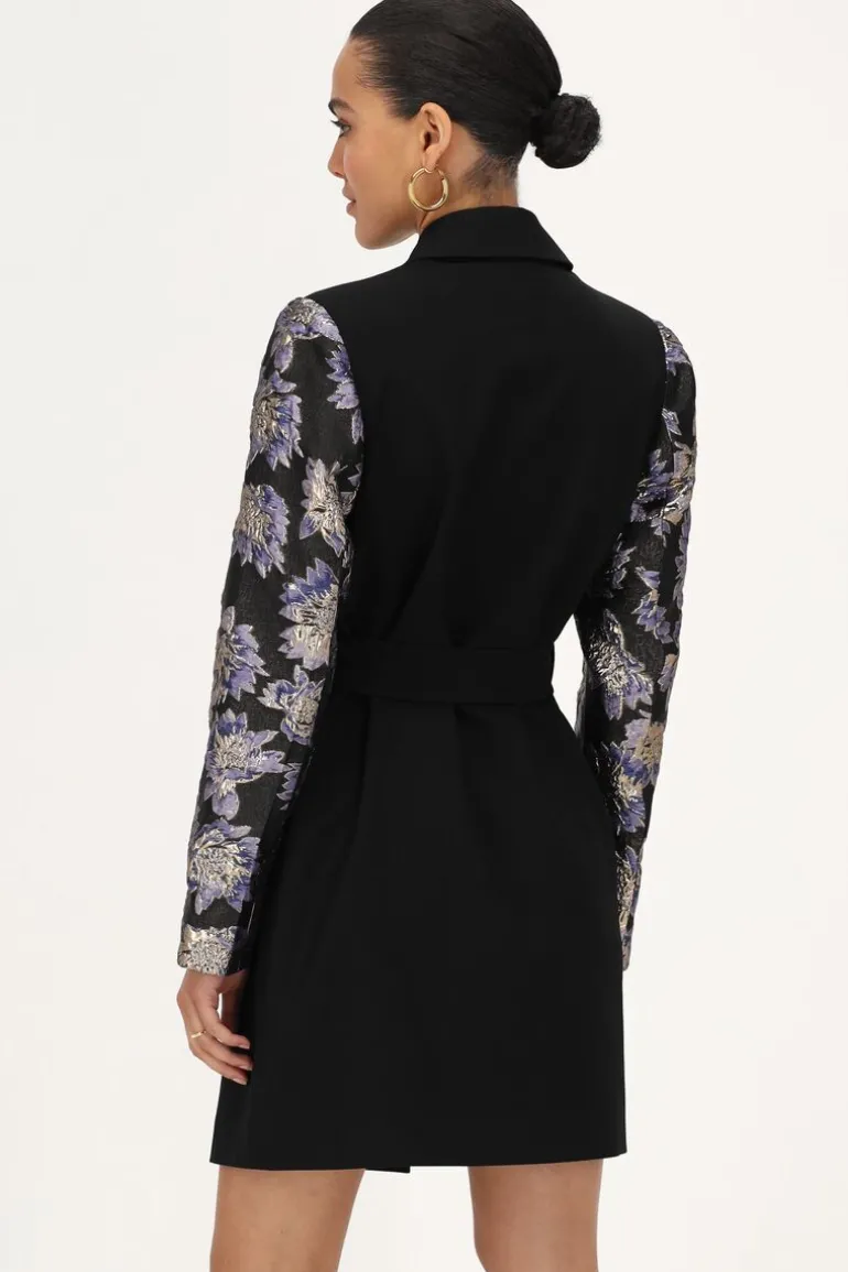 Robe Blazer Noire Avec Manches En Jacquard