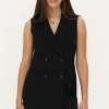 Robe Blazer Noire Sans Manches Avec Col à Revers