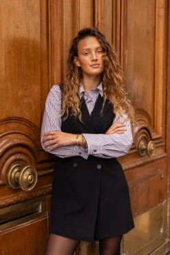Robe Blazer Noire Sans Manches Avec Col à Revers