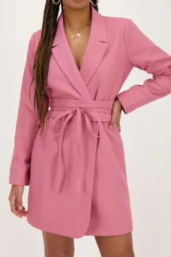 Robe Blazer Rose Avec Ceinture
