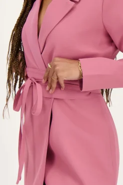 Robe Blazer Rose Avec Ceinture