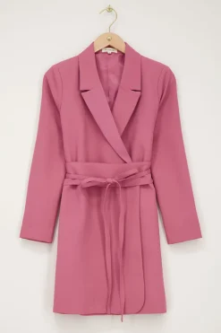 Robe Blazer Rose Avec Ceinture