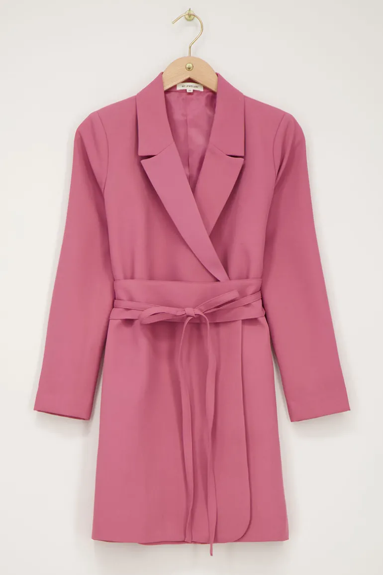Robe Blazer Rose Avec Ceinture
