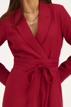Robe Blazer Rouge Avec Cordon
