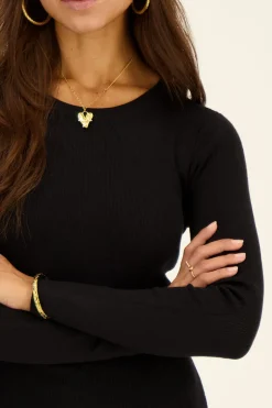 Robe Bodycon Noire Avec Fente