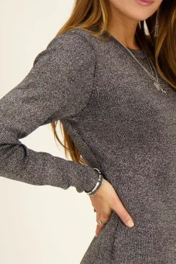 Robe Bodycon Noire Avec Lurex Argenté