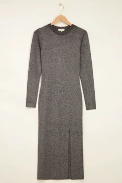 Robe Bodycon Noire Avec Lurex Argenté