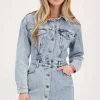 Robe Boutonnée En Denim Bleu