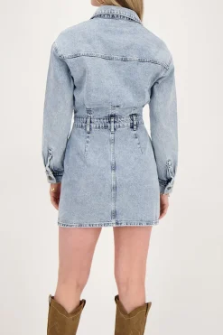 Robe Boutonnée En Denim Bleu