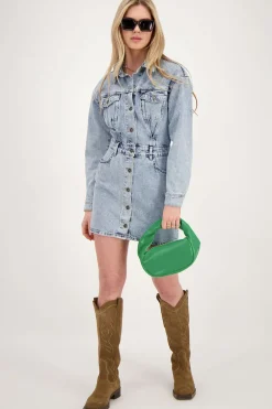 Robe Boutonnée En Denim Bleu