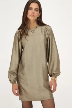 Robe En Bronze Avec Manches Bouffantes Et Nœuds