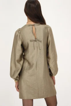Robe En Bronze Avec Manches Bouffantes Et Nœuds