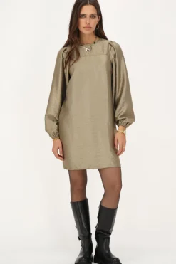 Robe En Bronze Avec Manches Bouffantes Et Nœuds