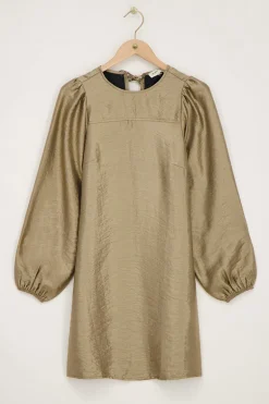 Robe En Bronze Avec Manches Bouffantes Et Nœuds