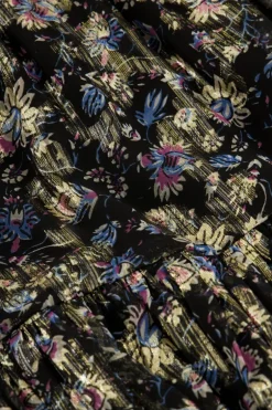 Robe En Jacquard Noir Avec Imprimé Doré