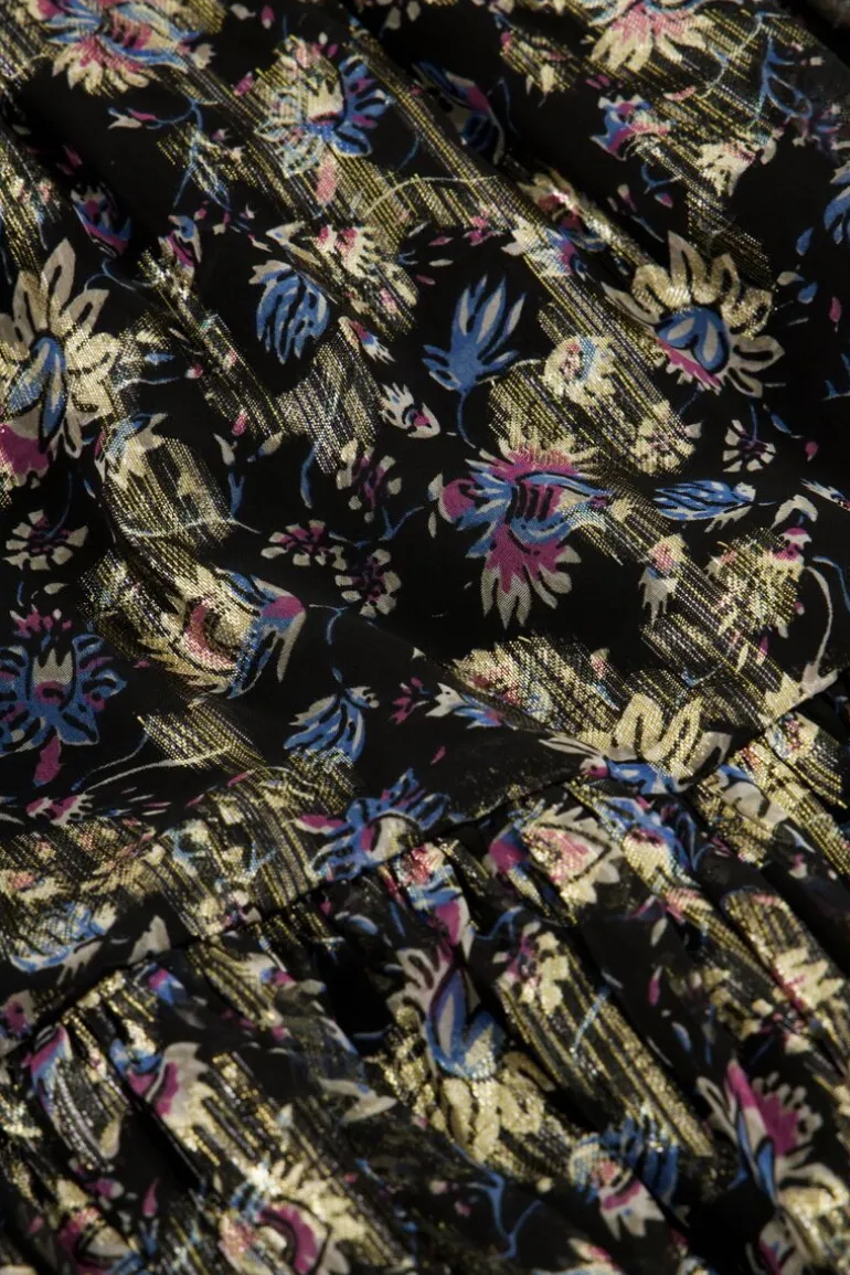 Robe En Jacquard Noir Avec Imprimé Doré