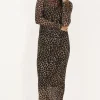 Robe En Maille Avec Imprimé Léopard Sombre