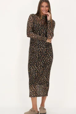 Robe En Maille Avec Imprimé Léopard Sombre