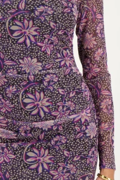 Robe Grise En Tulle Imprimé à Fleurs