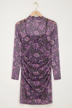 Robe Grise En Tulle Imprimé à Fleurs