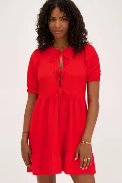 Robe Large Rouge Avec Nœuds