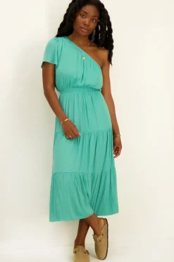 Robe Longue Bleue Asymétrique