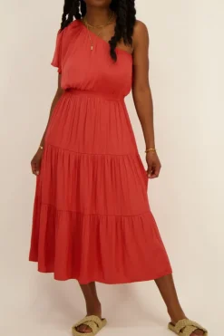 Robe Longue Rouge Asymétrique