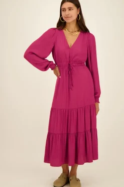 Robe Longue Violette Effet Satin