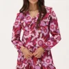 Robe Marron à Imprimé Floral Rose