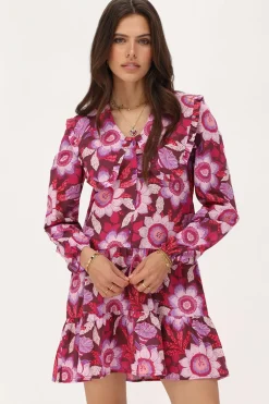 Robe Marron à Imprimé Floral Rose