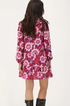 Robe Marron à Imprimé Floral Rose