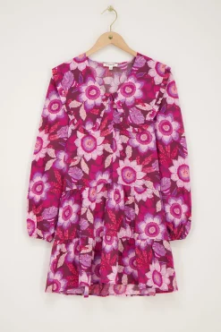 Robe Marron à Imprimé Floral Rose