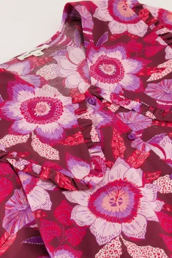Robe Marron à Imprimé Floral Rose