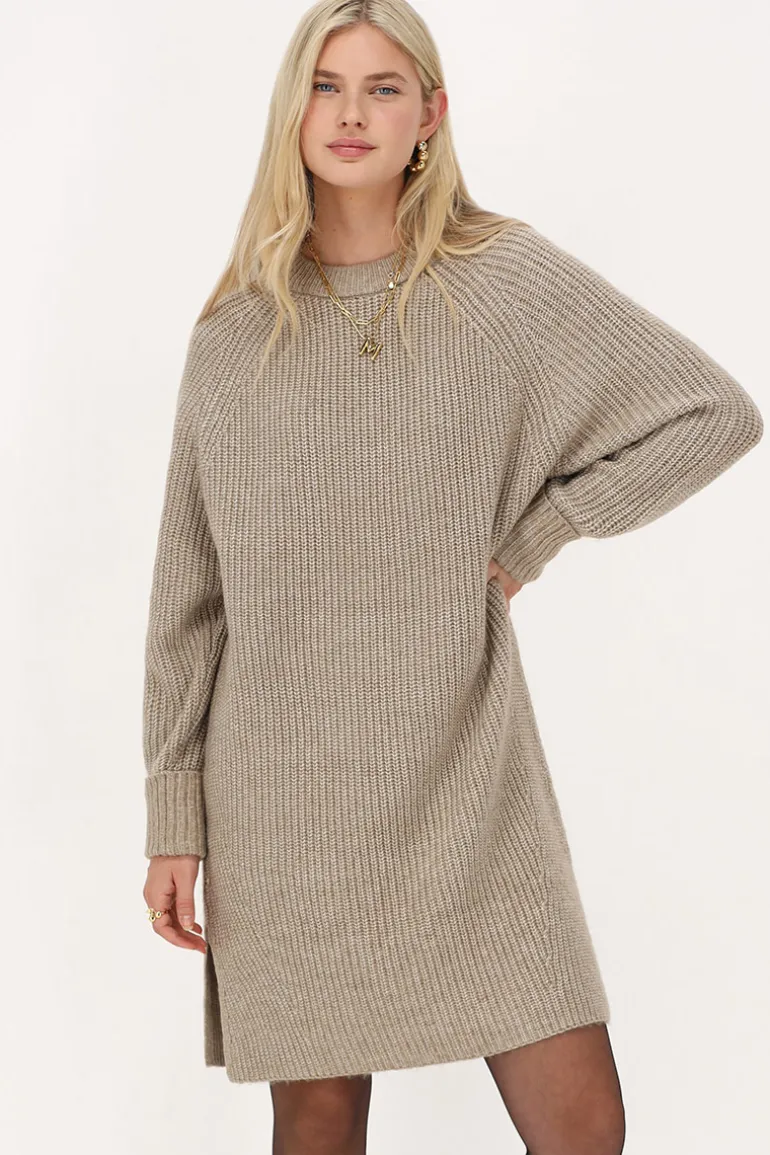 Robe Midi Beige En Maille