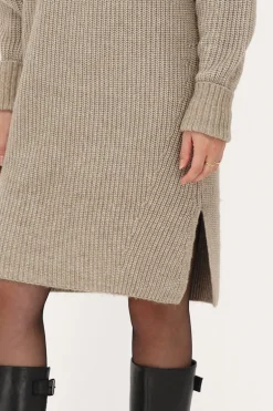 Robe Midi Beige En Maille