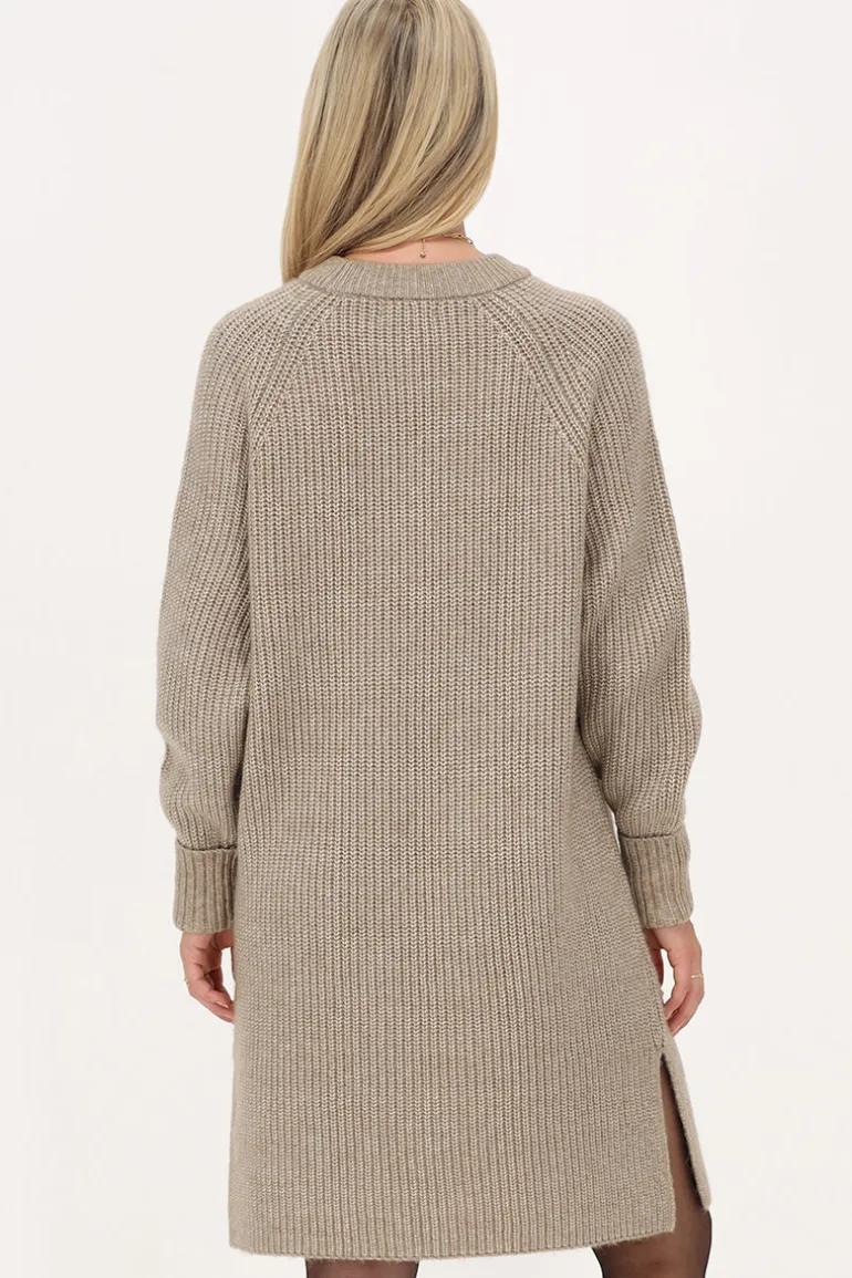 Robe Midi Beige En Maille