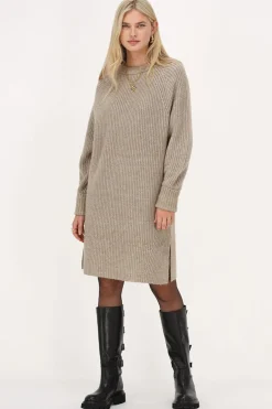 Robe Midi Beige En Maille