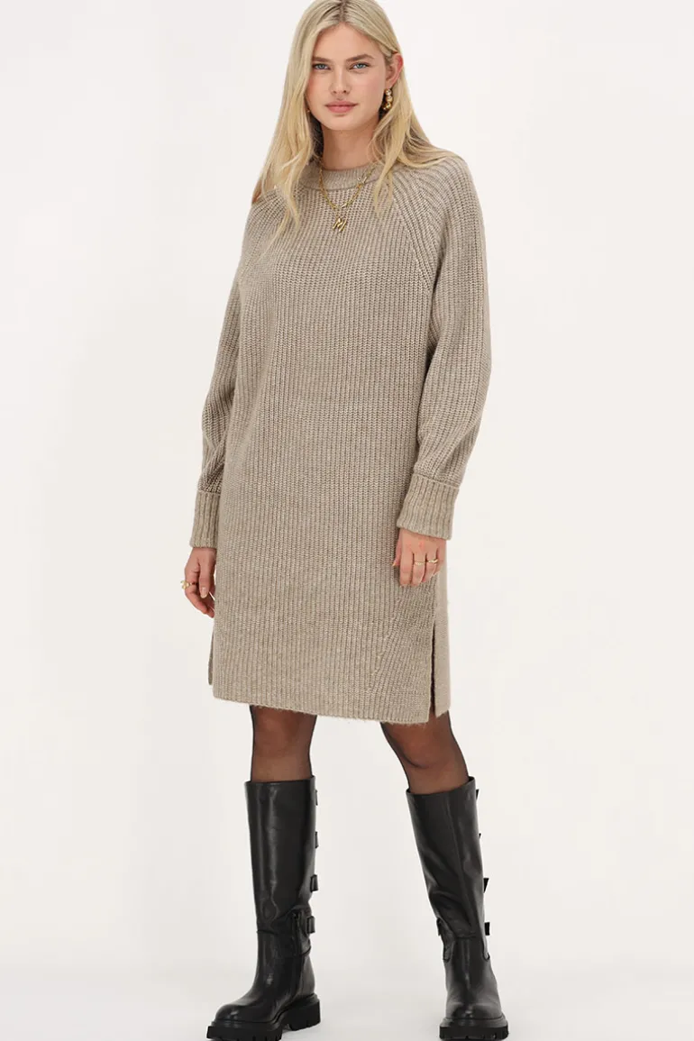 Robe Midi Beige En Maille