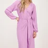 Robe Midi Froissée Violette Avec Chevauchement
