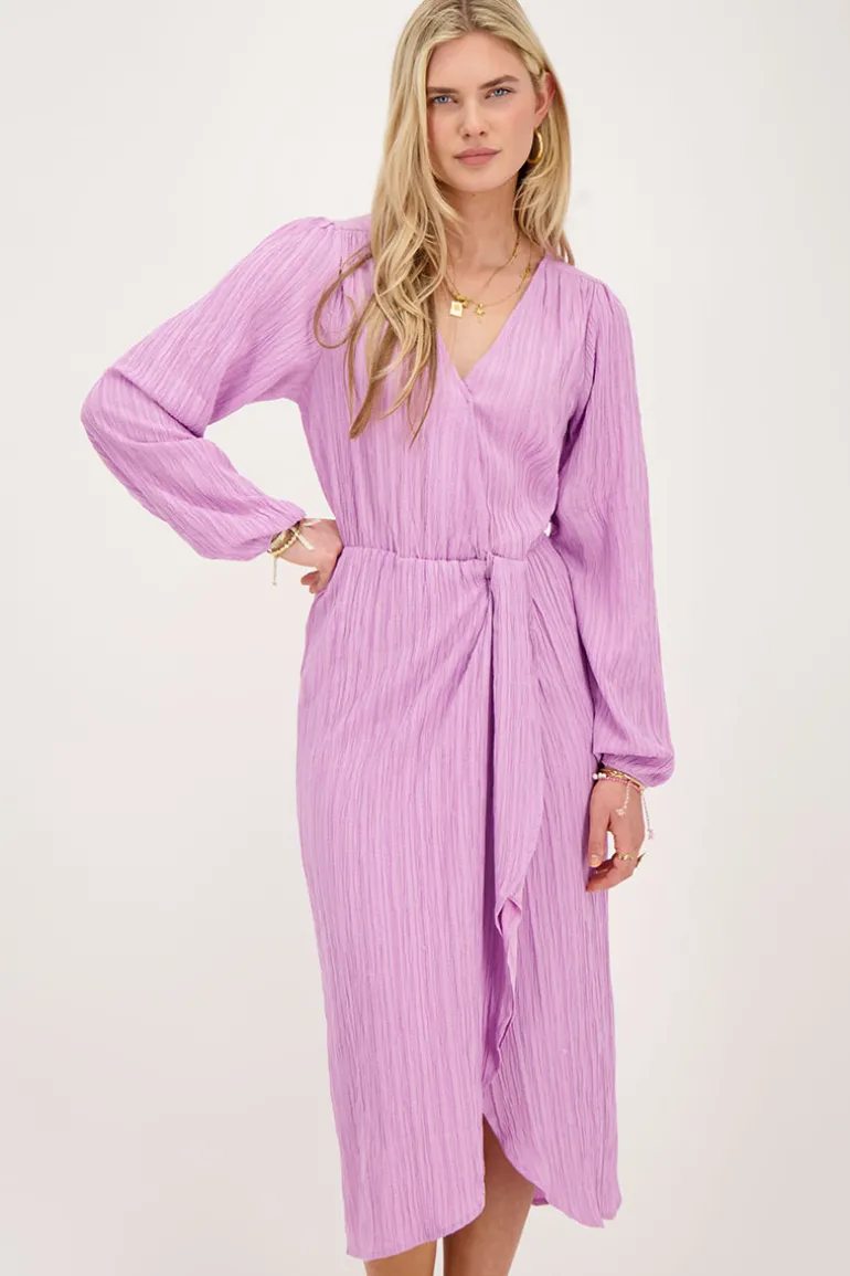 Robe Midi Froissée Violette Avec Chevauchement