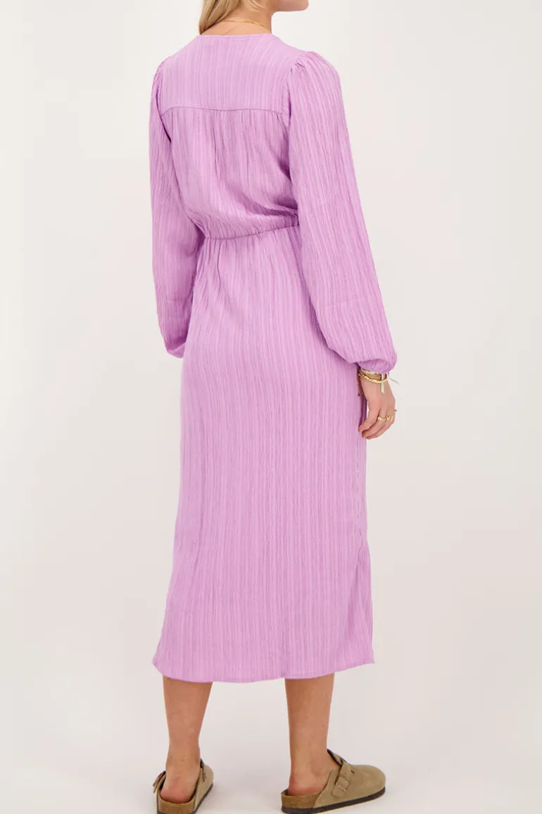 Robe Midi Froissée Violette Avec Chevauchement
