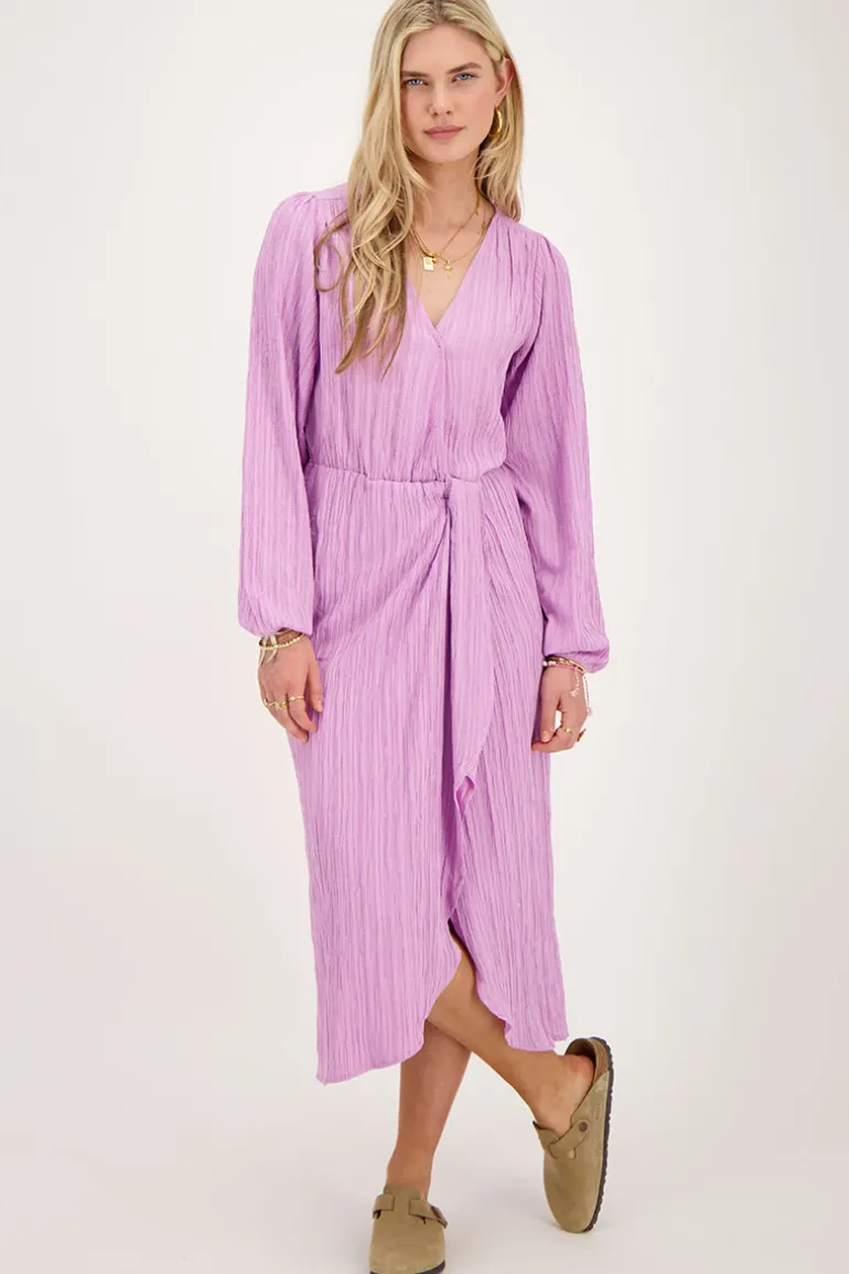 Robe Midi Froissée Violette Avec Chevauchement