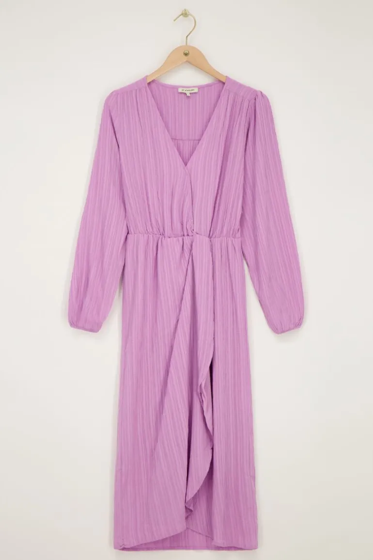 Robe Midi Froissée Violette Avec Chevauchement