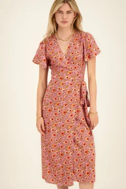 Robe Midi Lilas à Imprimé Floral Kaki