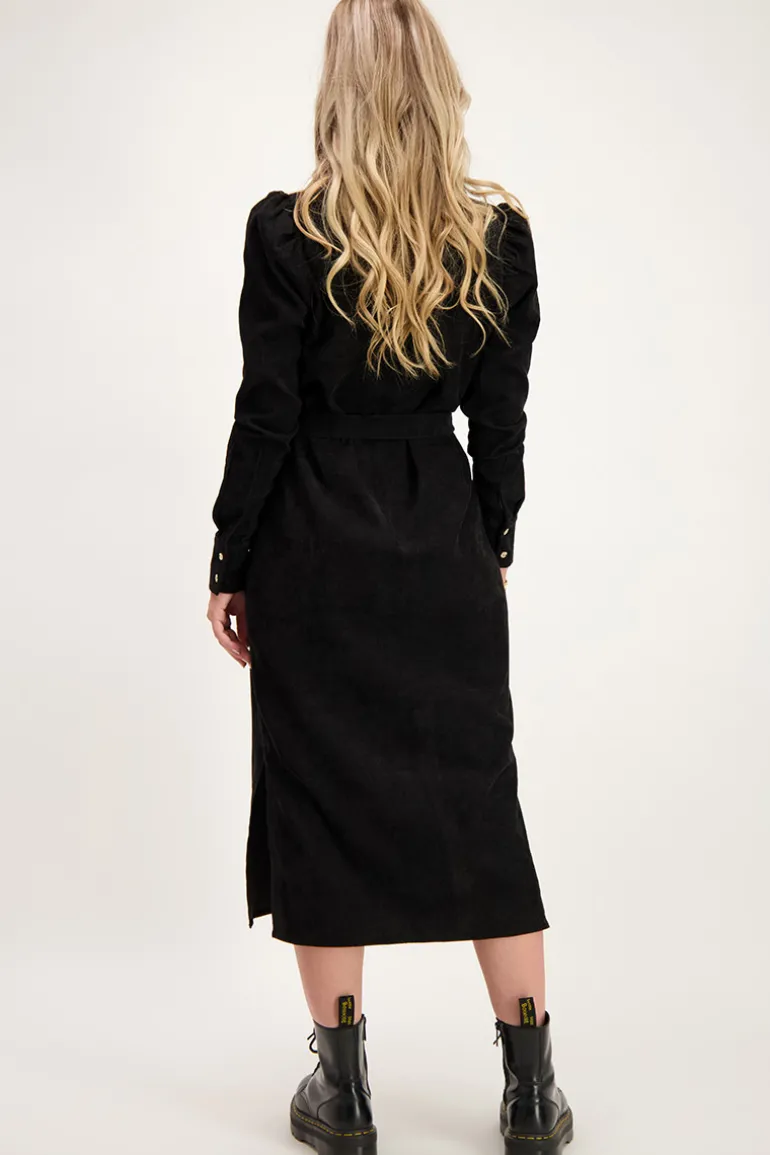 Robe Midi Noire Côtelée