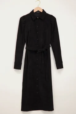 Robe Midi Noire Côtelée