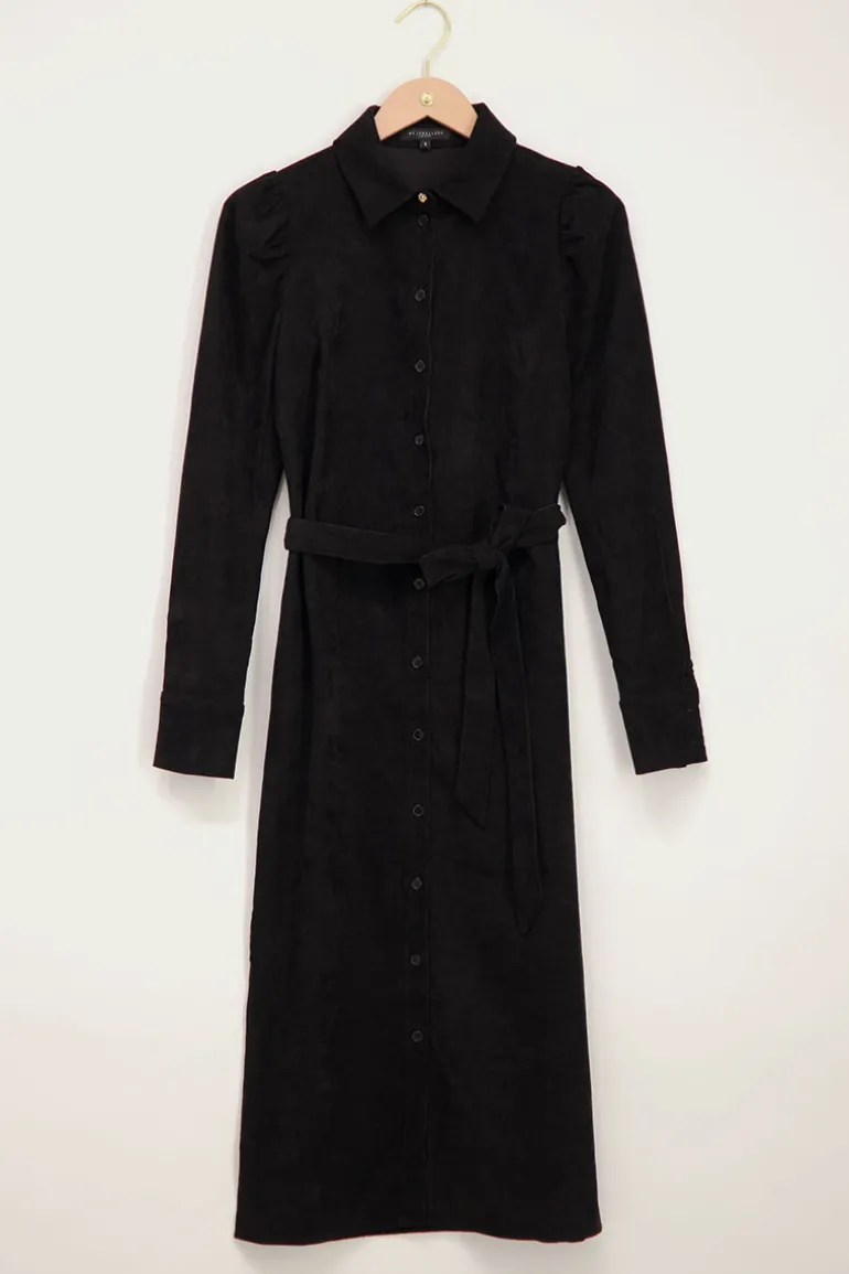 Robe Midi Noire Côtelée