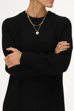 Robe Midi Noire En Maille
