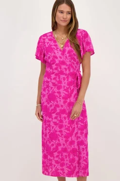 Robe Midi Rose à Imprimé Floral